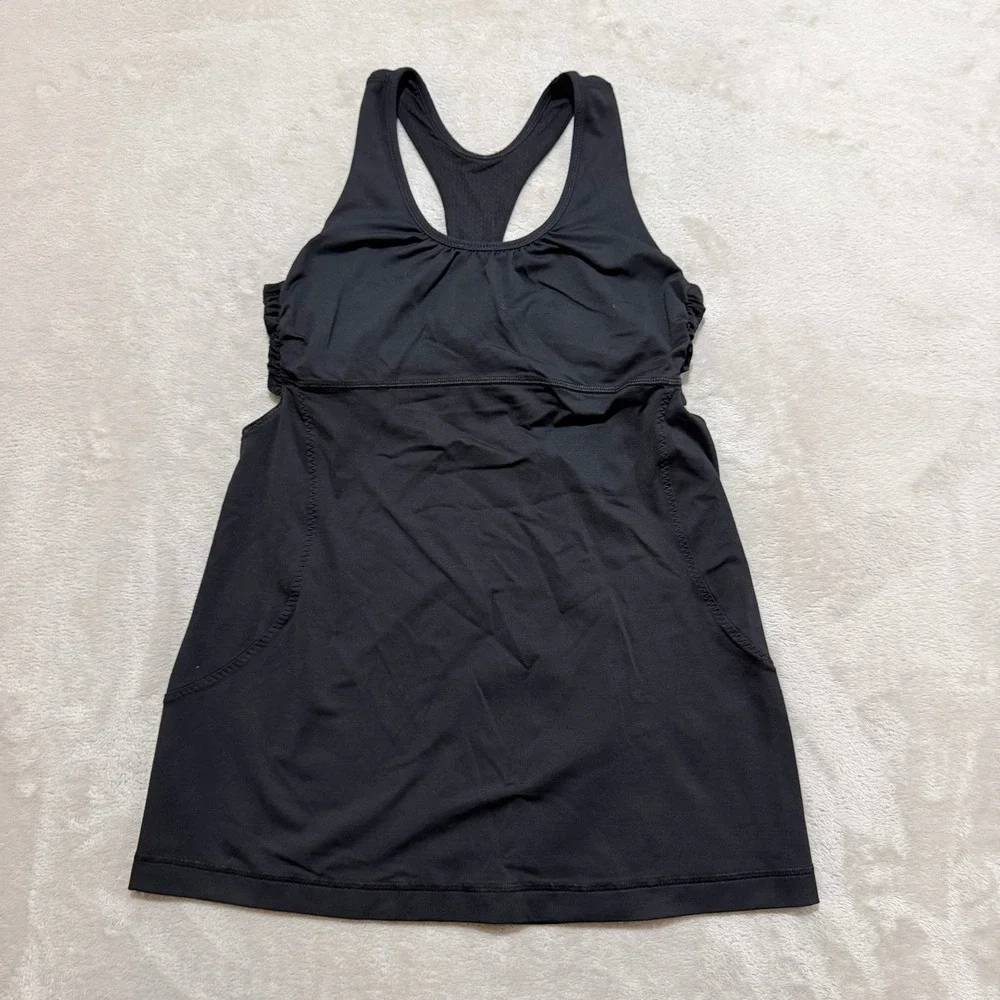 Lululemon Turbo Tank Top Womens 6 Black Racerback Ruched Activewear Yoga Gym